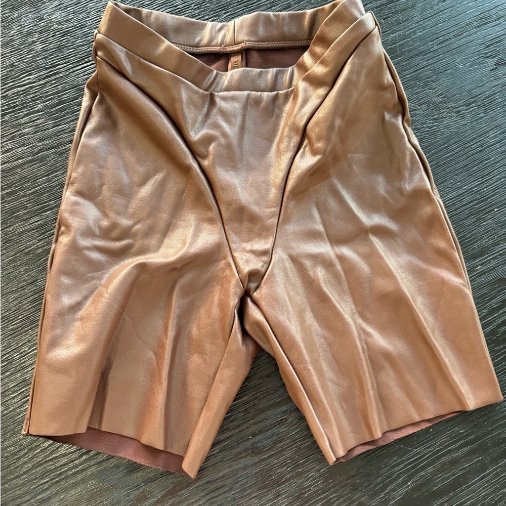Brown Faux Leather Shorts Skims